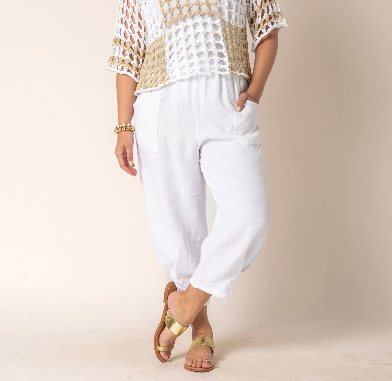 Imagine Fashion Flora Linen Pants White