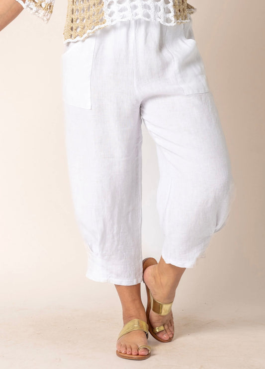 Imagine Fashion Flora Linen Pants White