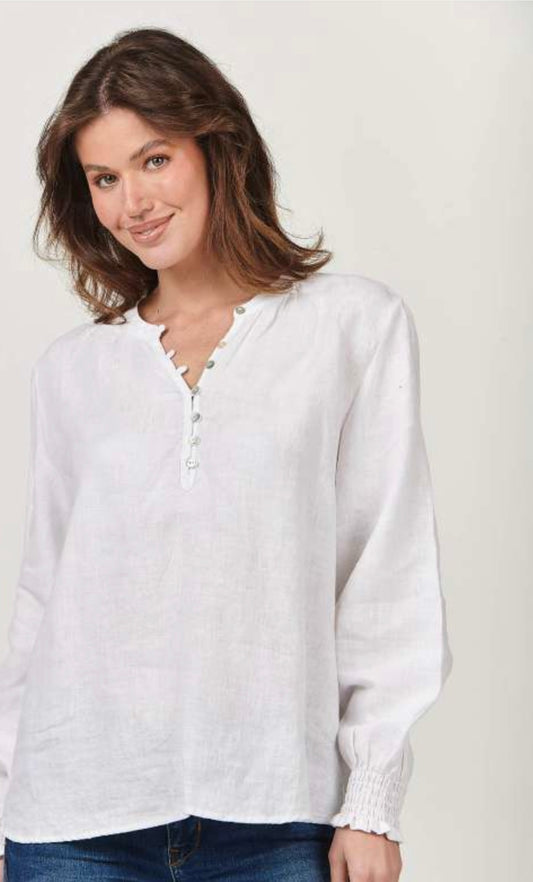 Naturals by O&J White Linen Top