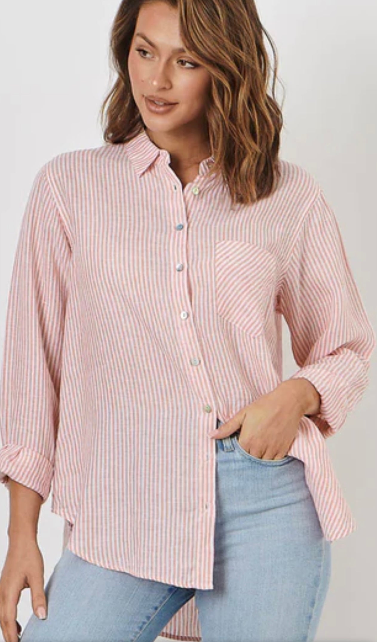 Enveloppe Boyfriend Shirt Mandarine stripe